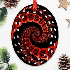 Chinese Lantern Festival For A Red Fractal Octopus Oval Filigree Ornament (two Sides) by jayaprime