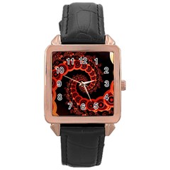 Chinese Lantern Festival For A Red Fractal Octopus Rose Gold Leather Watch  by jayaprime