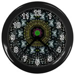 Leaf Earth And Heart Butterflies In The Universe Wall Clocks (Black) Front