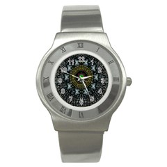 Leaf Earth And Heart Butterflies In The Universe Stainless Steel Watch