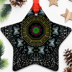 Leaf Earth And Heart Butterflies In The Universe Star Ornament (two Sides) by pepitasart