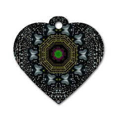 Leaf Earth And Heart Butterflies In The Universe Dog Tag Heart (one Side) by pepitasart