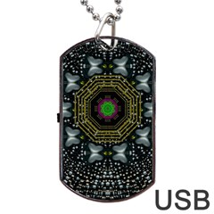 Leaf Earth And Heart Butterflies In The Universe Dog Tag Usb Flash (one Side) by pepitasart