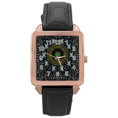 Leaf Earth And Heart Butterflies In The Universe Rose Gold Leather Watch  by pepitasart