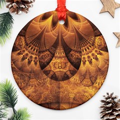 Beautiful Gold And Brown Honeycomb Fractal Beehive Ornament (round) by jayaprime