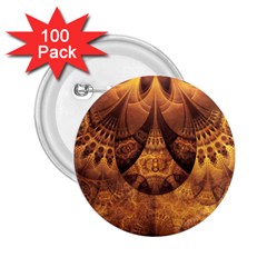 Beautiful Gold And Brown Honeycomb Fractal Beehive 2 25  Buttons (100 Pack)  by jayaprime