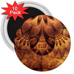 Beautiful Gold And Brown Honeycomb Fractal Beehive 3  Magnets (10 pack)  Front