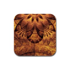 Beautiful Gold And Brown Honeycomb Fractal Beehive Rubber Square Coaster (4 Pack)  by jayaprime