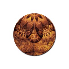 Beautiful Gold And Brown Honeycomb Fractal Beehive Rubber Coaster (round)  by jayaprime