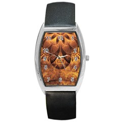 Beautiful Gold And Brown Honeycomb Fractal Beehive Barrel Style Metal Watch by jayaprime