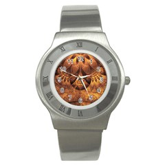 Beautiful Gold And Brown Honeycomb Fractal Beehive Stainless Steel Watch by jayaprime