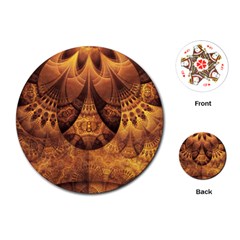 Beautiful Gold And Brown Honeycomb Fractal Beehive Playing Cards (round)  by jayaprime