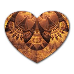 Beautiful Gold And Brown Honeycomb Fractal Beehive Heart Mousepads by jayaprime