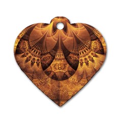 Beautiful Gold And Brown Honeycomb Fractal Beehive Dog Tag Heart (one Side) by jayaprime