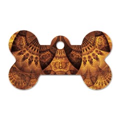 Beautiful Gold And Brown Honeycomb Fractal Beehive Dog Tag Bone (two Sides) by jayaprime