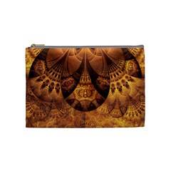 Beautiful Gold And Brown Honeycomb Fractal Beehive Cosmetic Bag (medium)  by jayaprime