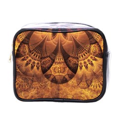 Beautiful Gold And Brown Honeycomb Fractal Beehive Mini Toiletries Bags by jayaprime