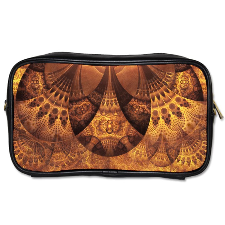 Beautiful Gold And Brown Honeycomb Fractal Beehive Toiletries Bags