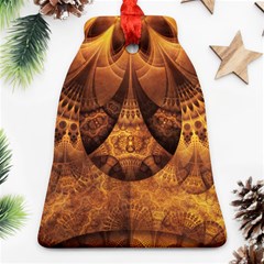 Beautiful Gold And Brown Honeycomb Fractal Beehive Bell Ornament (two Sides) by jayaprime