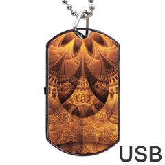 Beautiful Gold And Brown Honeycomb Fractal Beehive Dog Tag Usb Flash (one Side) by jayaprime