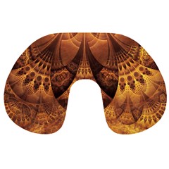 Beautiful Gold And Brown Honeycomb Fractal Beehive Travel Neck Pillows by jayaprime