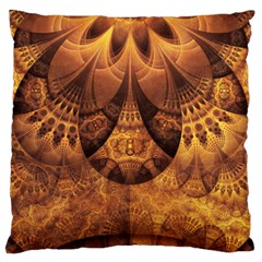 Beautiful Gold And Brown Honeycomb Fractal Beehive Large Flano Cushion Case (one Side) by jayaprime