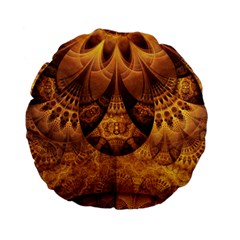 Beautiful Gold And Brown Honeycomb Fractal Beehive Standard 15  Premium Flano Round Cushions by jayaprime