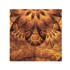 Beautiful Gold And Brown Honeycomb Fractal Beehive Small Satin Scarf (square) by jayaprime