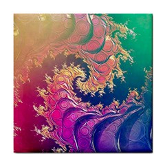 Rainbow Octopus Tentacles In A Fractal Spiral Tile Coasters by jayaprime