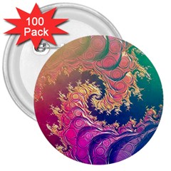 Rainbow Octopus Tentacles In A Fractal Spiral 3  Buttons (100 Pack)  by jayaprime