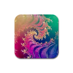 Rainbow Octopus Tentacles In A Fractal Spiral Rubber Square Coaster (4 Pack)  by jayaprime