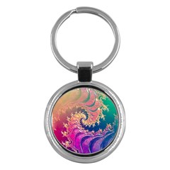 Rainbow Octopus Tentacles In A Fractal Spiral Key Chains (round)  by jayaprime