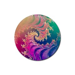 Rainbow Octopus Tentacles In A Fractal Spiral Rubber Round Coaster (4 Pack)  by jayaprime