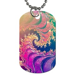 Rainbow Octopus Tentacles In A Fractal Spiral Dog Tag (two Sides) by jayaprime