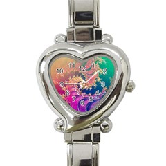 Rainbow Octopus Tentacles In A Fractal Spiral Heart Italian Charm Watch by jayaprime