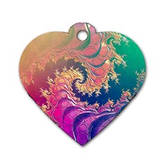 Rainbow Octopus Tentacles In A Fractal Spiral Dog Tag Heart (two Sides) by jayaprime