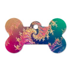 Rainbow Octopus Tentacles In A Fractal Spiral Dog Tag Bone (two Sides) by jayaprime