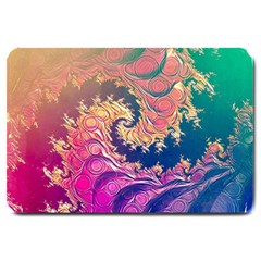 Rainbow Octopus Tentacles In A Fractal Spiral Large Doormat  by jayaprime