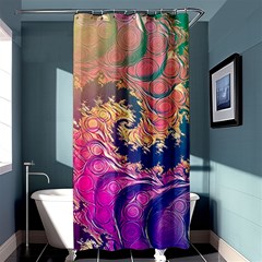 Rainbow Octopus Tentacles In A Fractal Spiral Shower Curtain 36  X 72  (stall)  by jayaprime