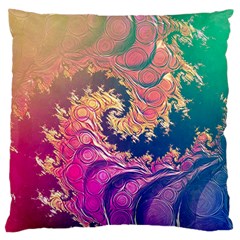 Rainbow Octopus Tentacles In A Fractal Spiral Large Cushion Case (one Side) by jayaprime