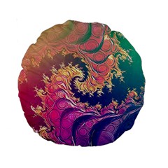 Rainbow Octopus Tentacles In A Fractal Spiral Standard 15  Premium Round Cushions by jayaprime