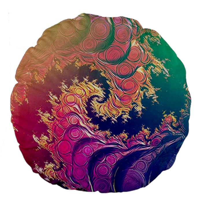 Rainbow Octopus Tentacles in a Fractal Spiral Large 18  Premium Round Cushions