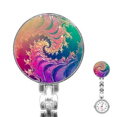 Rainbow Octopus Tentacles In A Fractal Spiral Stainless Steel Nurses Watch by jayaprime