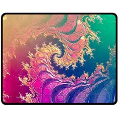 Rainbow Octopus Tentacles In A Fractal Spiral Double Sided Fleece Blanket (medium)  by jayaprime