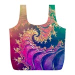 Rainbow Octopus Tentacles in a Fractal Spiral Full Print Recycle Bags (L)  Front