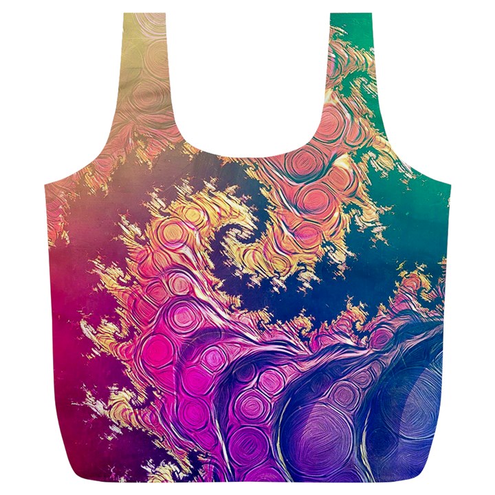 Rainbow Octopus Tentacles in a Fractal Spiral Full Print Recycle Bags (L) 