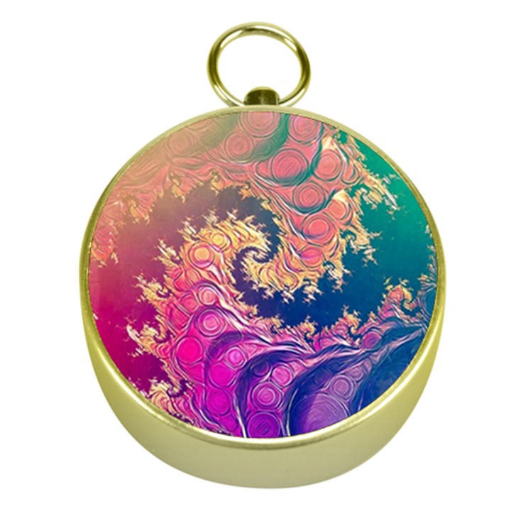 Rainbow Octopus Tentacles in a Fractal Spiral Gold Compasses