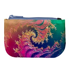 Rainbow Octopus Tentacles In A Fractal Spiral Large Coin Purse by jayaprime