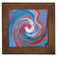 Red And Blue Rounds Framed Tiles by berwies