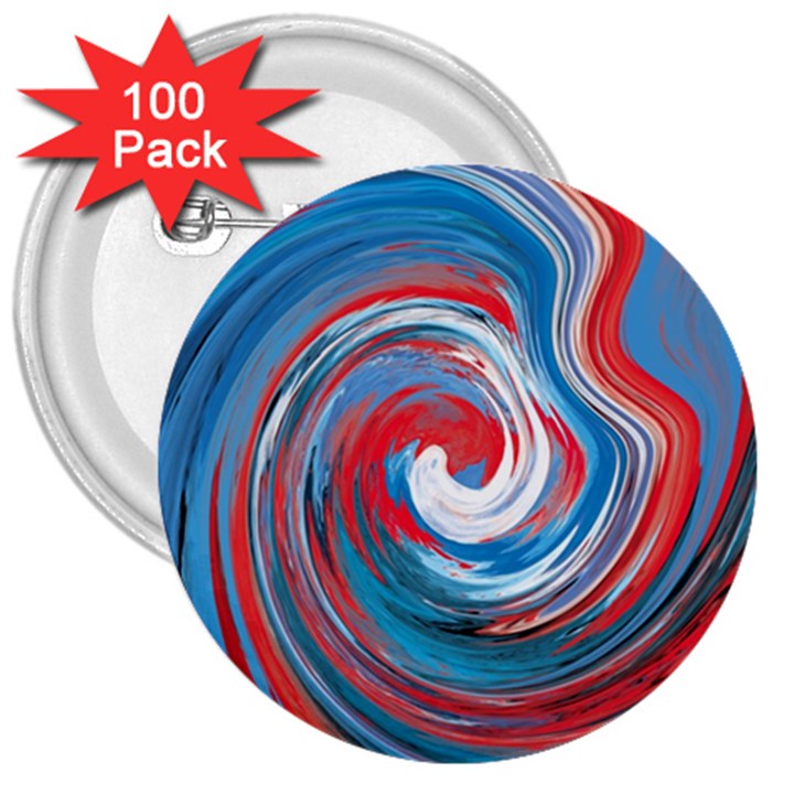 red and blue rounds 3  Buttons (100 pack) 